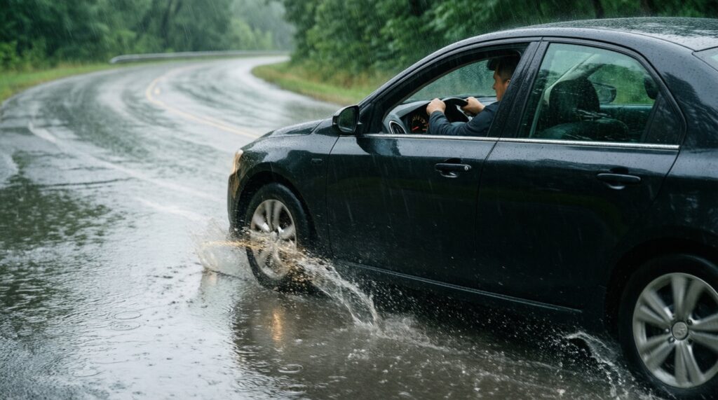 Секреты безопасного вождения в дождь, снег и гололёд - иллюстрация